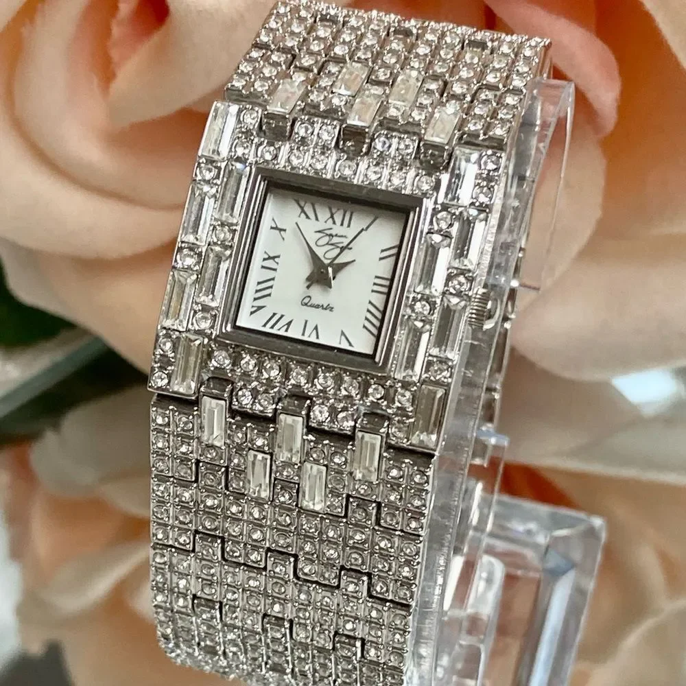 Suzanne Somers Rhinestone Encrusted Glamourous Dress Watch